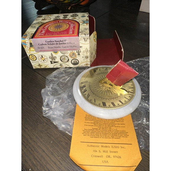 Vintage R Glynne Sundial Desk‎ Paperweight Brass & Marble. NWB SD105